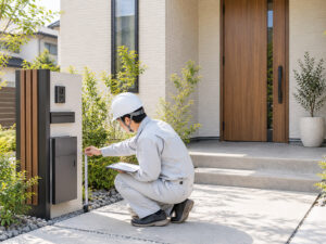 機能門柱などを設置した住宅玄関のイメージ